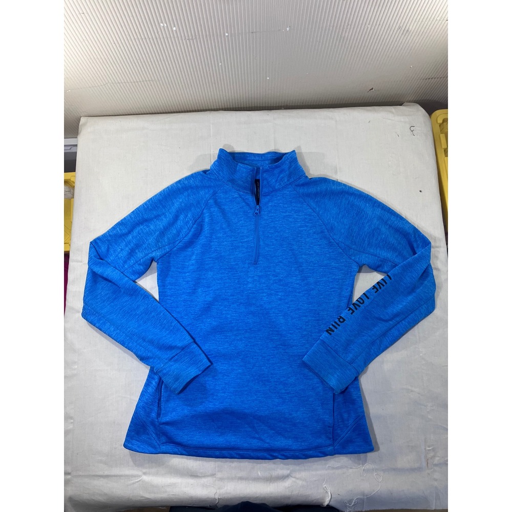 LIVE LOVE DREAM Womens Blue Quarter Zip Athletic Pullover Long Sleeve Sweater XS